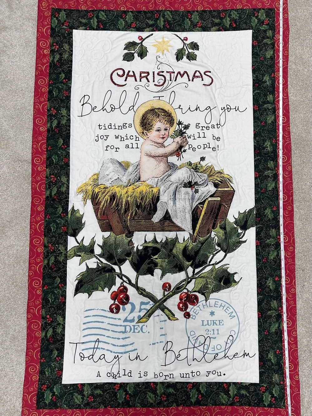 Quilted CHRISTMAS Wall Hanging - Handmade - WALL Decor  Approx. 50”x31”